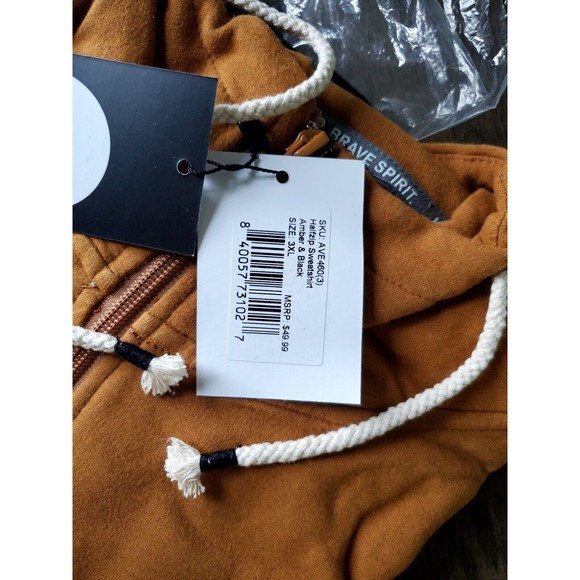 NWT Ampersand Ave Womens Half Zip Brown Black Single Hood Sweatshirt Hoodie 3XL - Picture 3 of 5